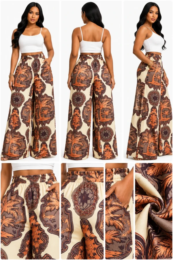Boho Palm Tree Print Pants