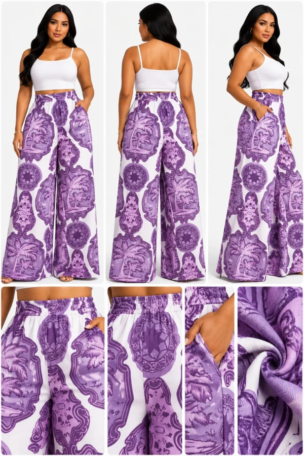 Boho Palm Tree Print Pants